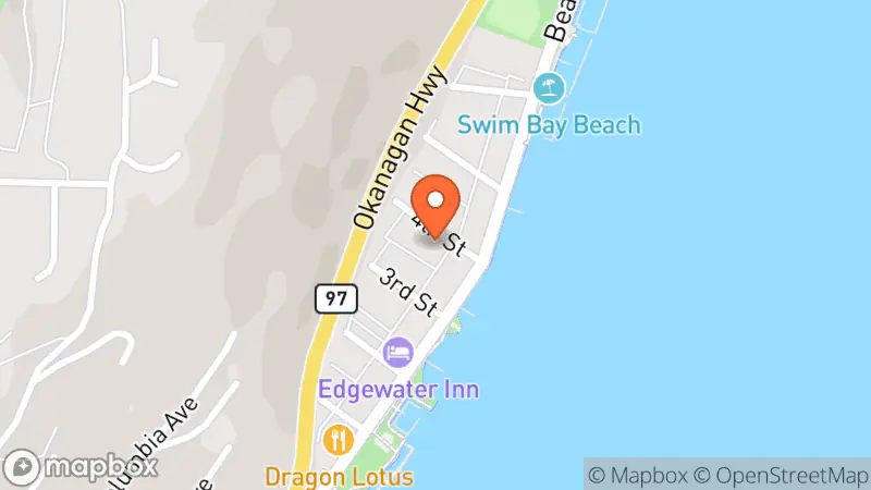 Map showing location of Peachland United Church Bargain Bin Thrift Store