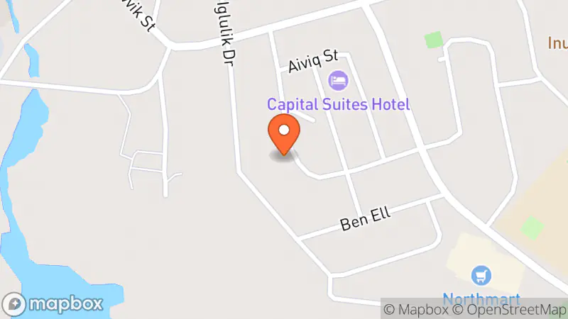 Map showing location of Piviniit Thrift Store