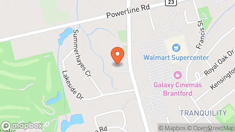 Map showing location of Plato's Closet Brantford