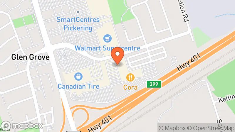 Map showing location of Plato's Closet, Pickering.