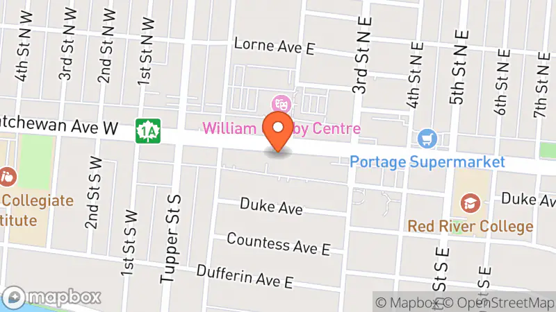 Map showing location of Portage MCC Thrift Shop