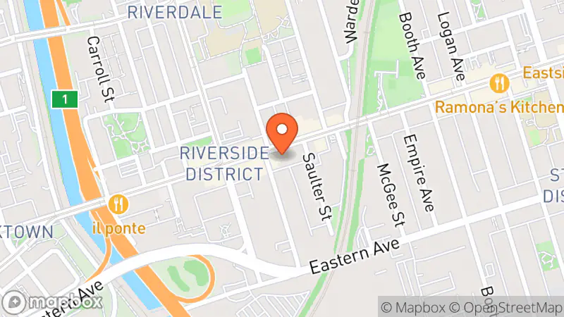 Map showing location of Rans closet - Queen St East