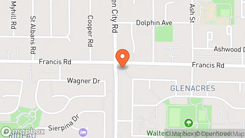 Map showing location of RAPS Animal Hospital Thrift Store