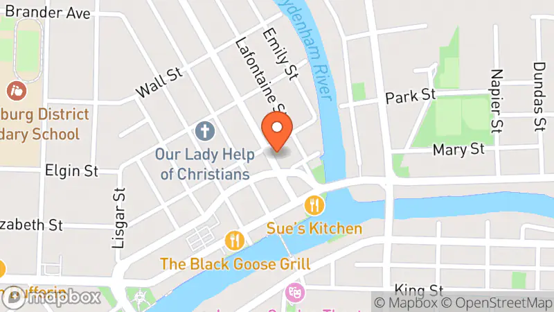 Map showing location of re:find charity thrift shoppe