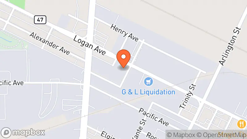 Map showing location of Revive and Thrive Thrift Wholesale