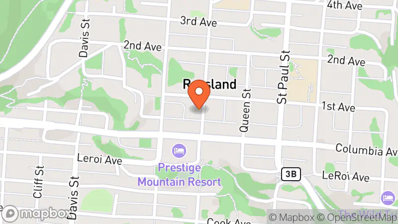 Map showing location of Rossland Health Care Auxiliary Society