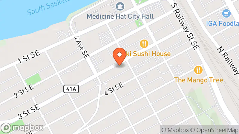 Map showing location of Salvation Army Thrift Store