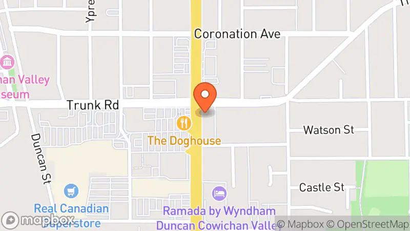 Map showing location of Salvation Army Thrift Store