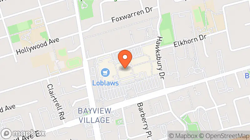 Map showing location of Second Nature Boutique Bayview Village