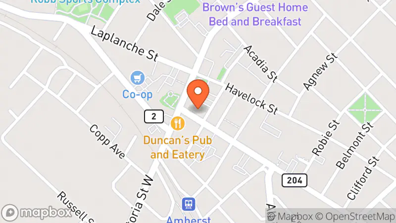 Map showing location of Sharon's Closet