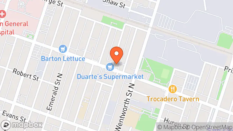 Map showing location of St. Vincent De Paul Barton Street Thrift Store