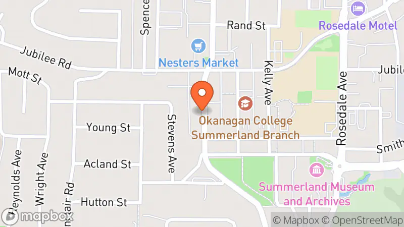 Map showing location of Summerland Health Care Auxiliary Thrift Shop