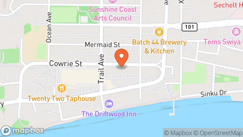 Map showing location of Sunshine Coast Healthcare Auxiliary Thrift Store