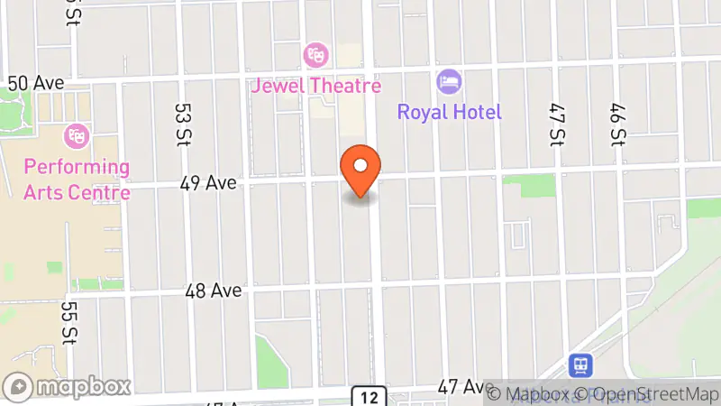 Map showing location of Superfluity Thrift Shop