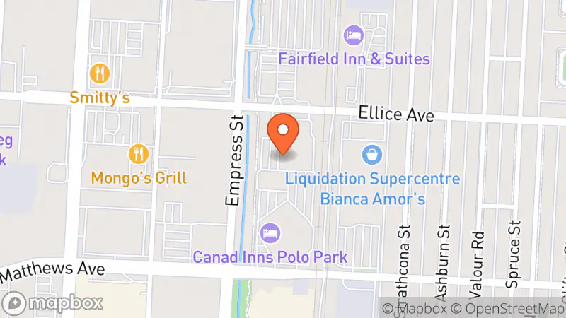 Map showing location of SuperThrift Winnipeg