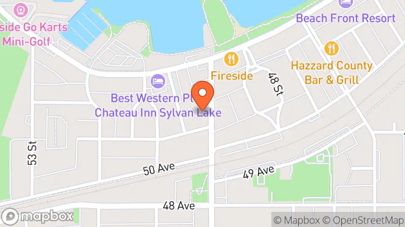 Map showing location of Sylvan Lake Community Partners Thrift Store