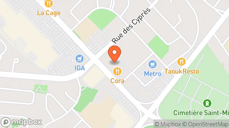 Map showing location of Tabagie du Boulevard / Centre Du Hobby