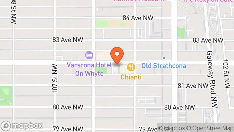 Map showing location of The Edmonton Book Store
