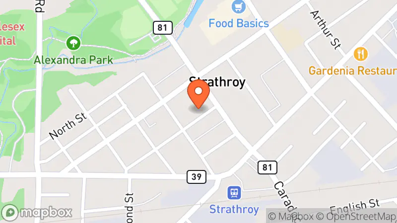 Map showing location of The Prom Project Strathroy