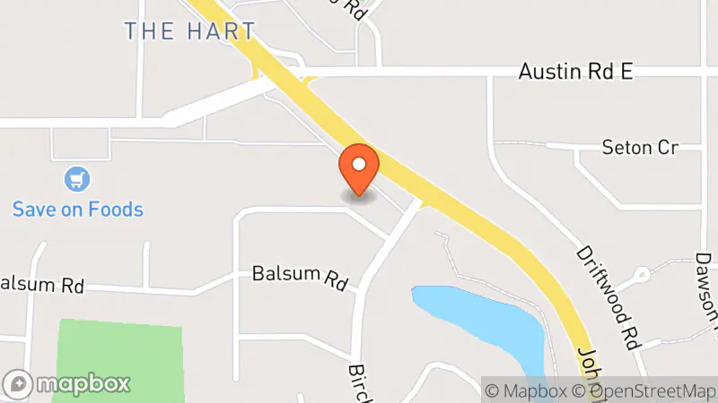 Map showing location of The Salvation Army Hart Thrift Store