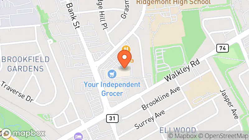 Map showing location of The Salvation Army Thrift Store