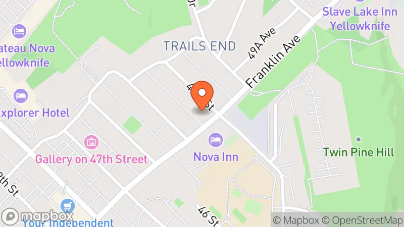 Map showing location of The Salvation Army Yellowknife Thrift Store