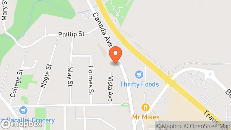 Map showing location of Thrift Town