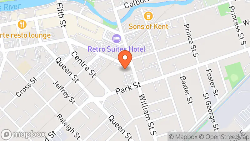 Map showing location of Thrifters' Nest