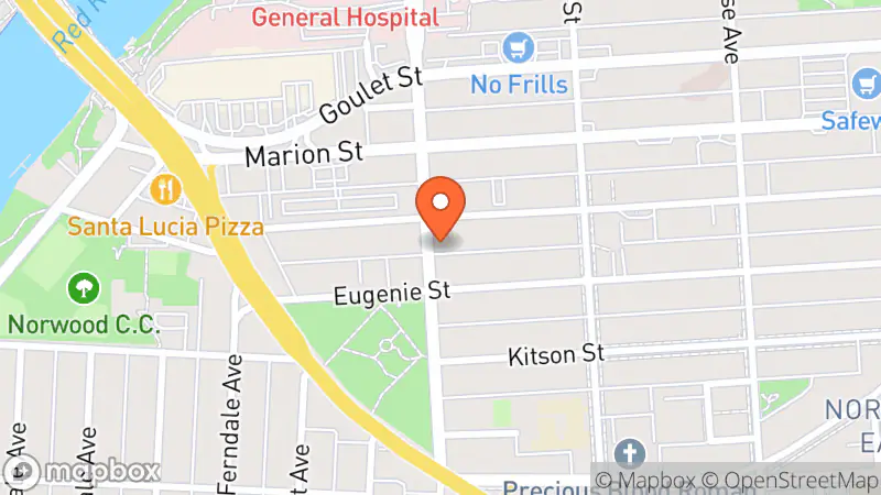 Map showing location of Thyme Cafe and Books