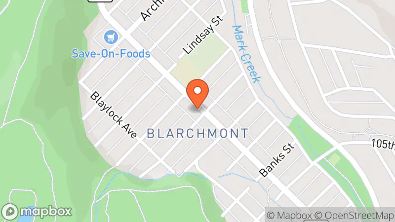 Map showing location of Togs 'N Toys