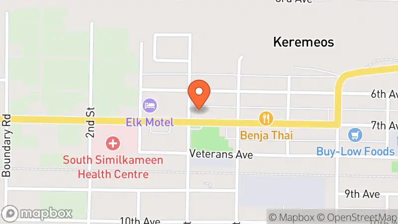 Map showing location of Treasure Chest Thrift Store