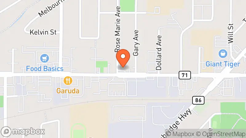 Map showing location of Trendy Thrift Store