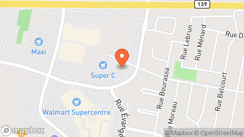 Map showing location of Village des Valeurs