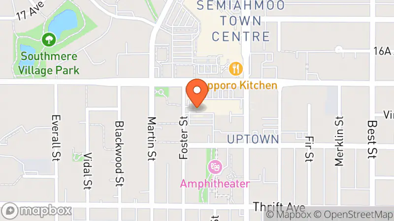 Map showing location of WorldServe Thrift Store White Rock