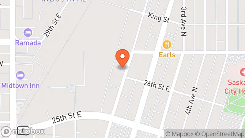 Map showing location of YXE Opportunity Shop